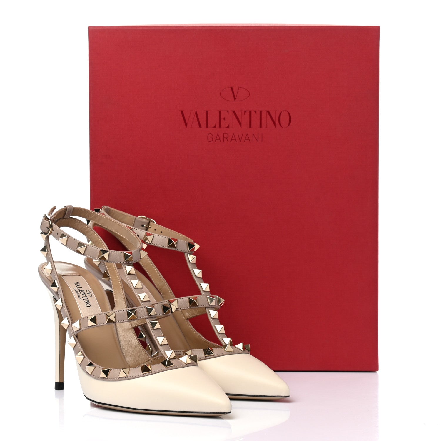 Valentino Garavani Nappa Rockstud Ankle Strap 100mm Pumps 36.5 Light Ivory Poudre 8 of 8