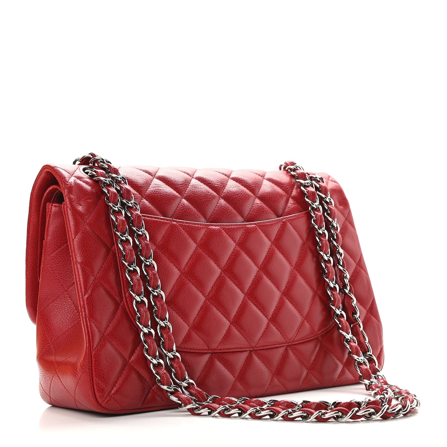 Caviar Quilted Jumbo Double Flap Dark Red