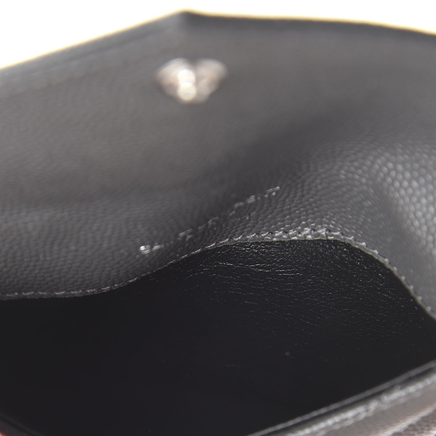 Saint Laurent Grain De Poudre Matelasse Chevron Monogram Compact Wallet Storm 5 of 10