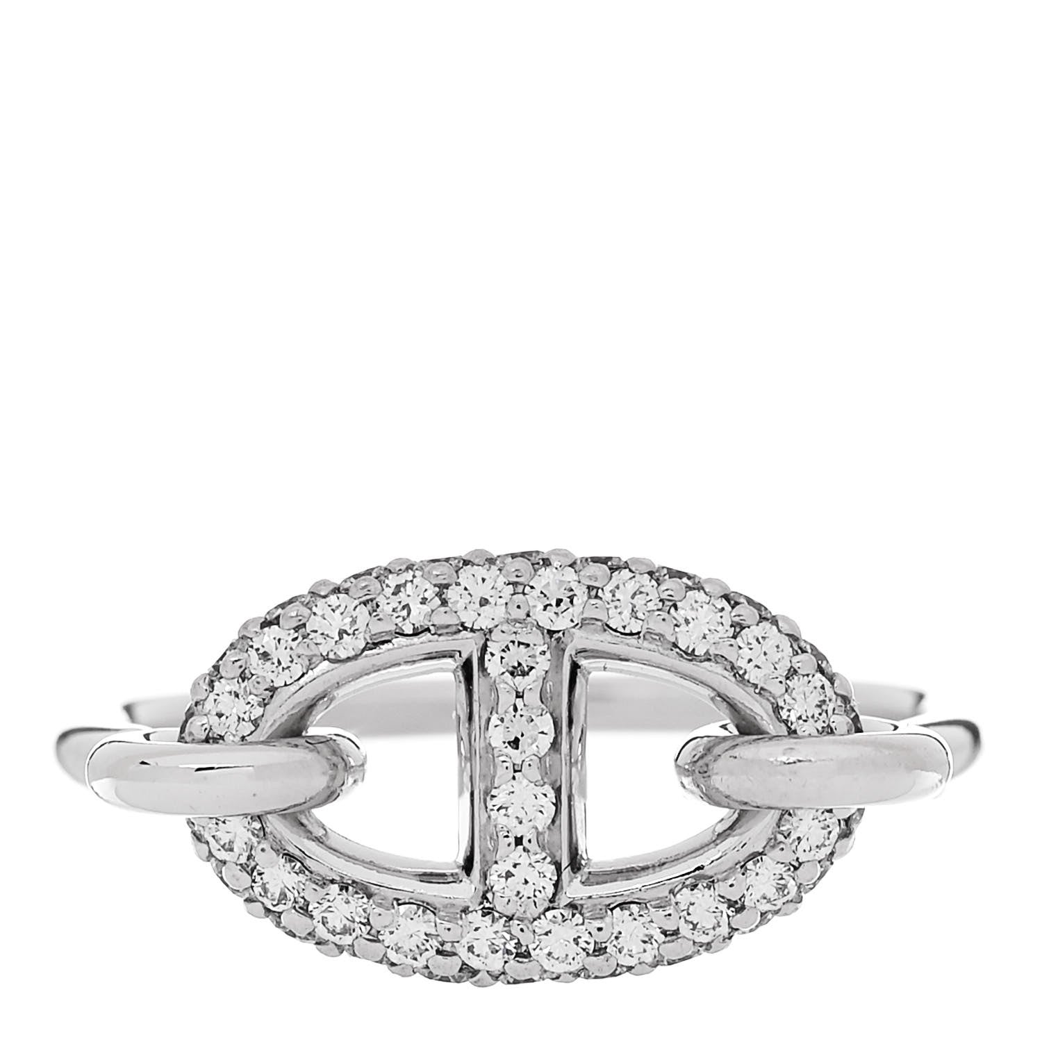 Hermes 18K White Gold Diamond New Farandole Ring 51 5.75 1 of 6