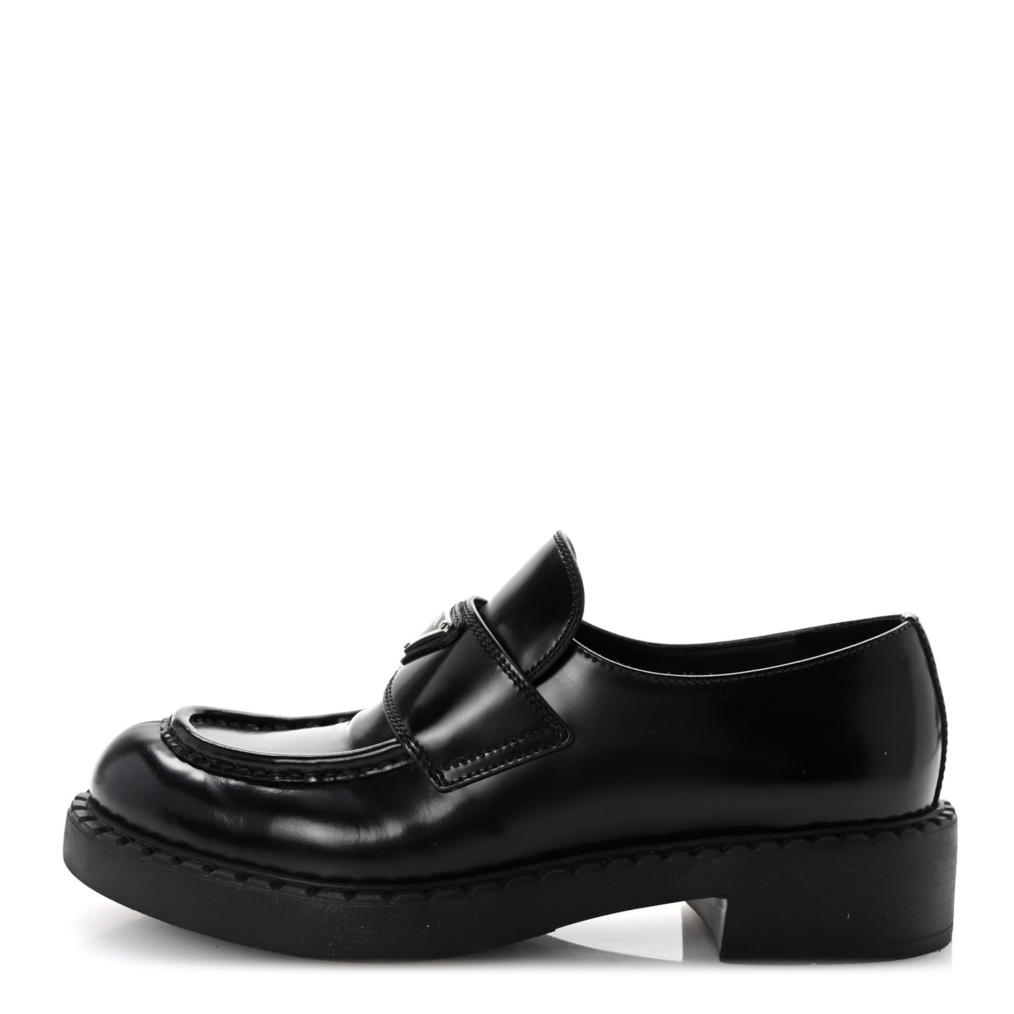 Spazzolato Metal Triangle Logo 50mm Loafers 39 Black