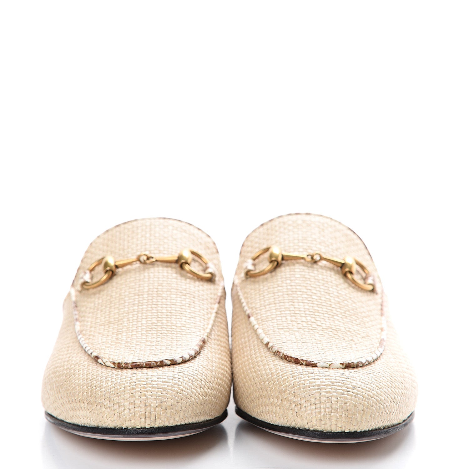 Gucci Straw Elaphe Womens Princetown Slippers 37 Natural Cream Brown 2 of 8