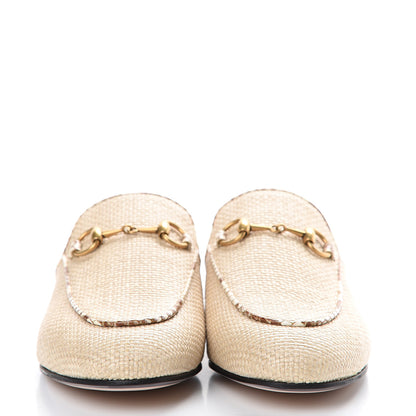 Gucci Straw Elaphe Womens Princetown Slippers 37 Natural Cream Brown 2 of 8