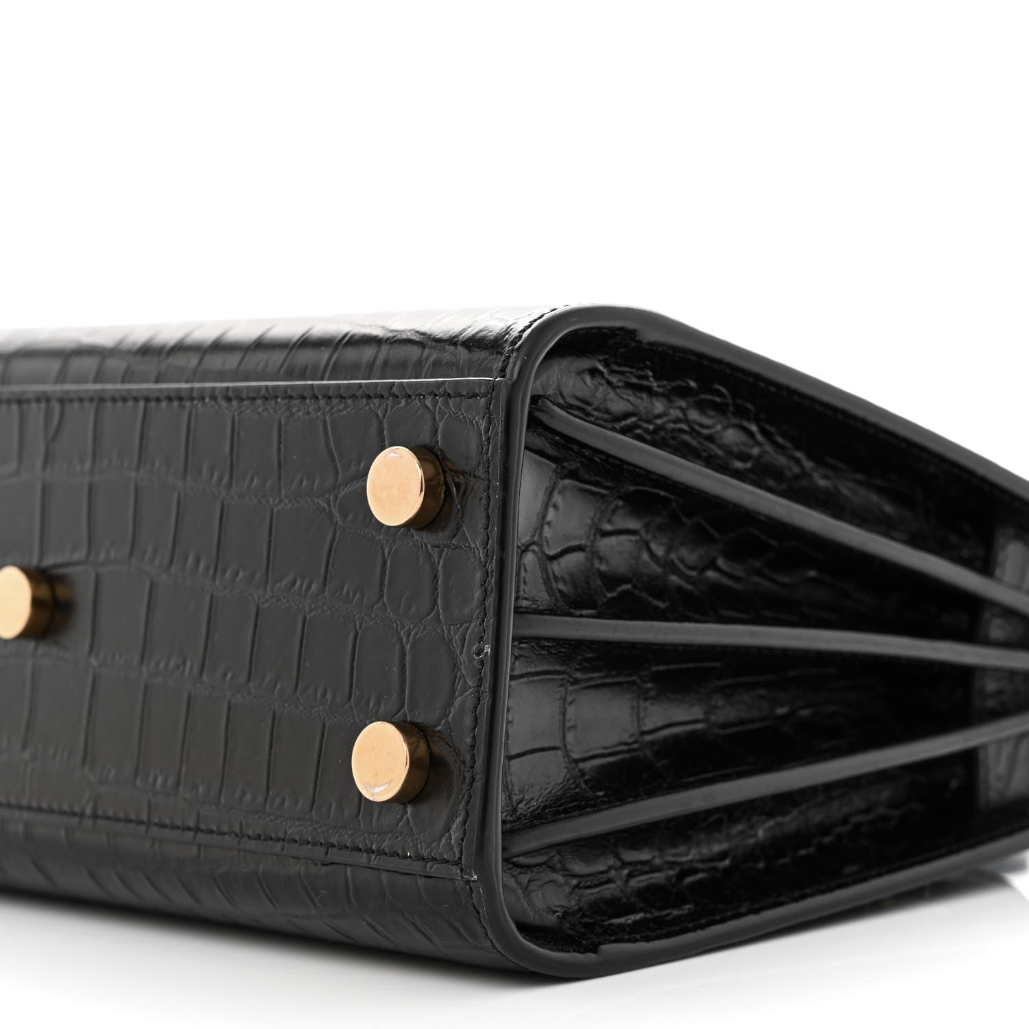 Saint Laurent Calfskin Crocodile Embossed Nano Sac De Jour Black 10 of 11