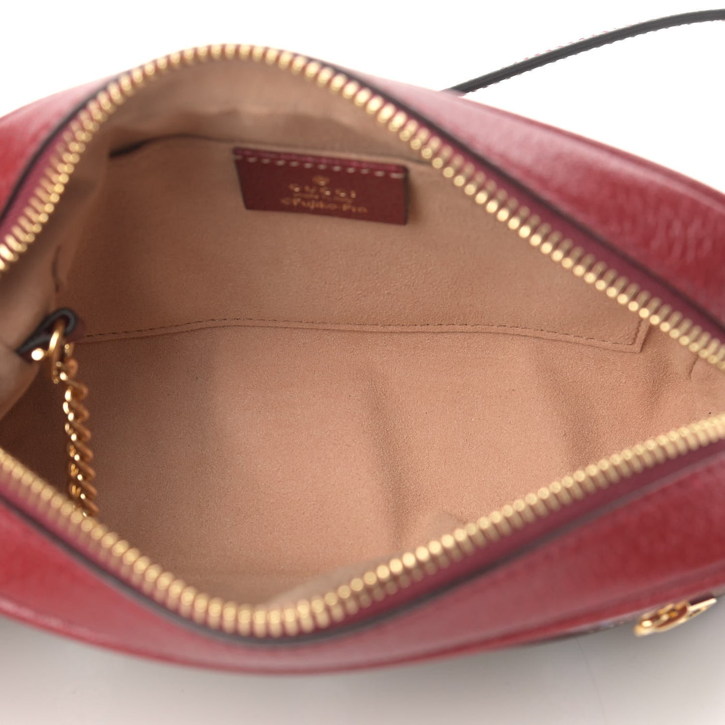 X DORAEMON Mini Vintage GG Supreme Monogram Camera Bag Beige Cherry Red