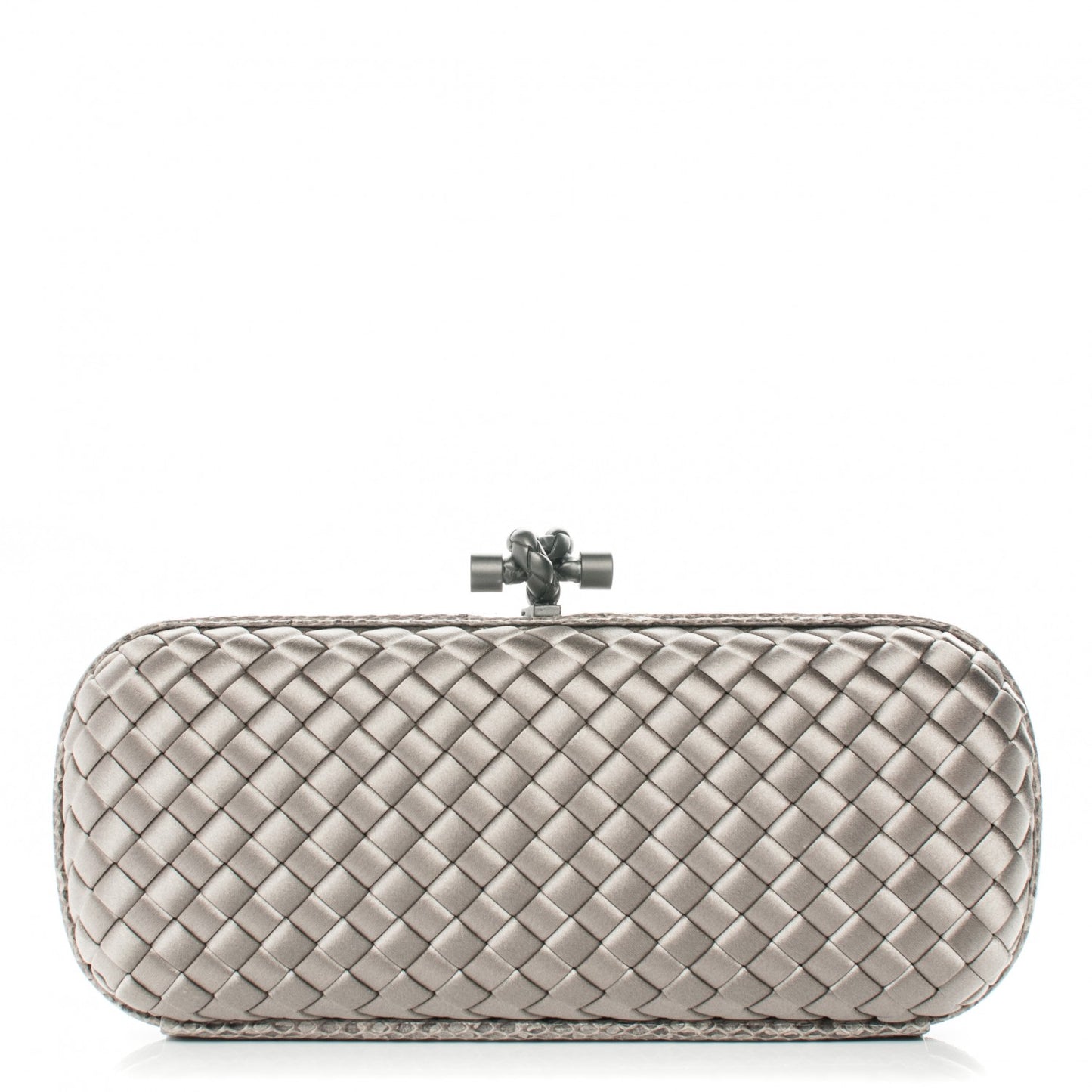 Satin Intreccio Impero Ayers Stretch Knot Clutch Grey