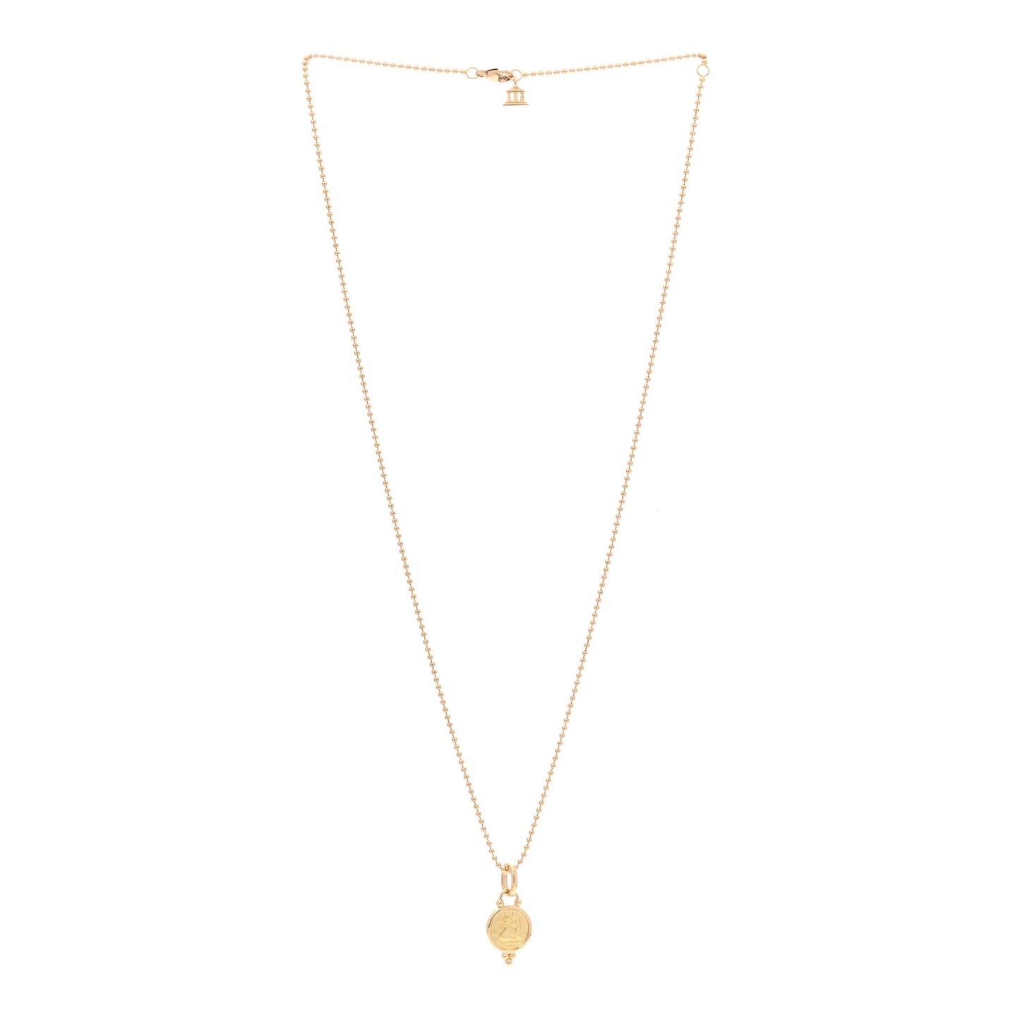 18K Yellow Gold 10mm Angel Pendant Ball Chain Necklace