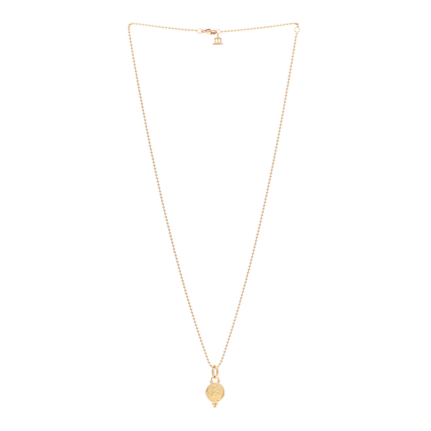 Temple St. Clair 18K Yellow Gold 10mm Angel Pendant Ball Chain Necklace 3 of 6