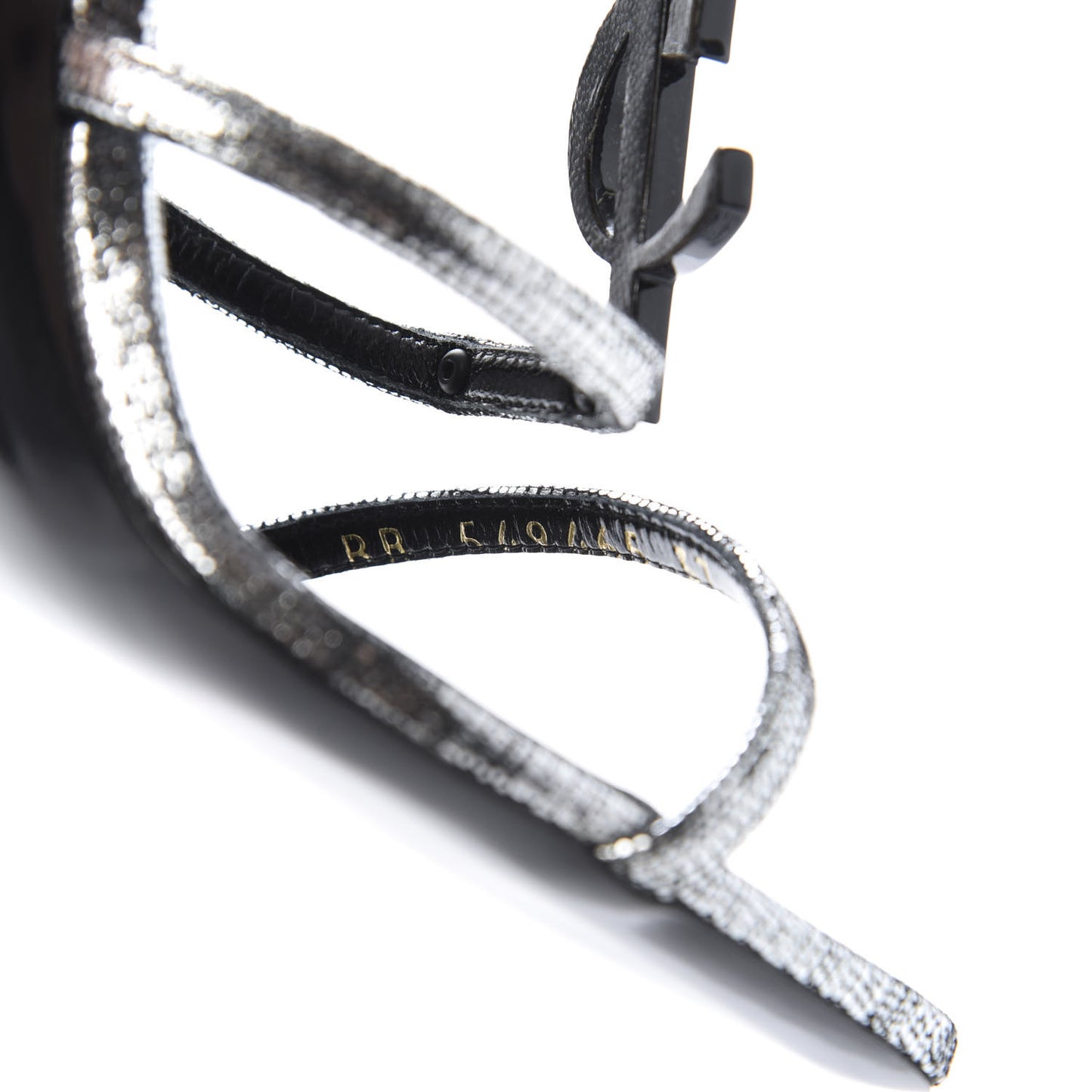 Metallic Calfskin Cassandra 110 Ankle Strap Sandals 37 Argento