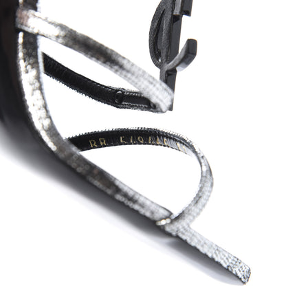 Saint Laurent Metallic Calfskin Cassandra 110 Ankle Strap Sandals 37 Argento 9 of 11