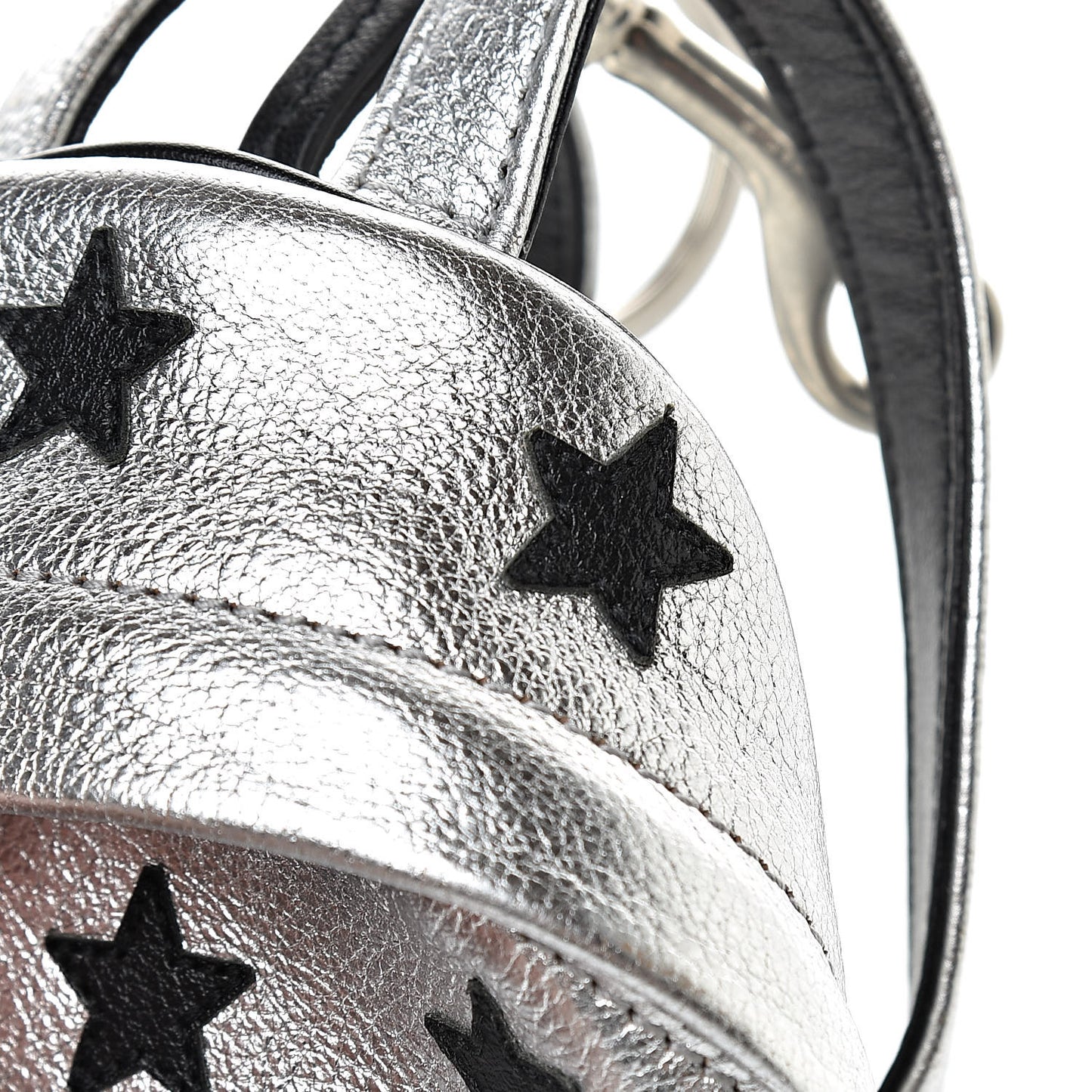 Metallic Calfskin Toy California Backpack Star Keychain Silver