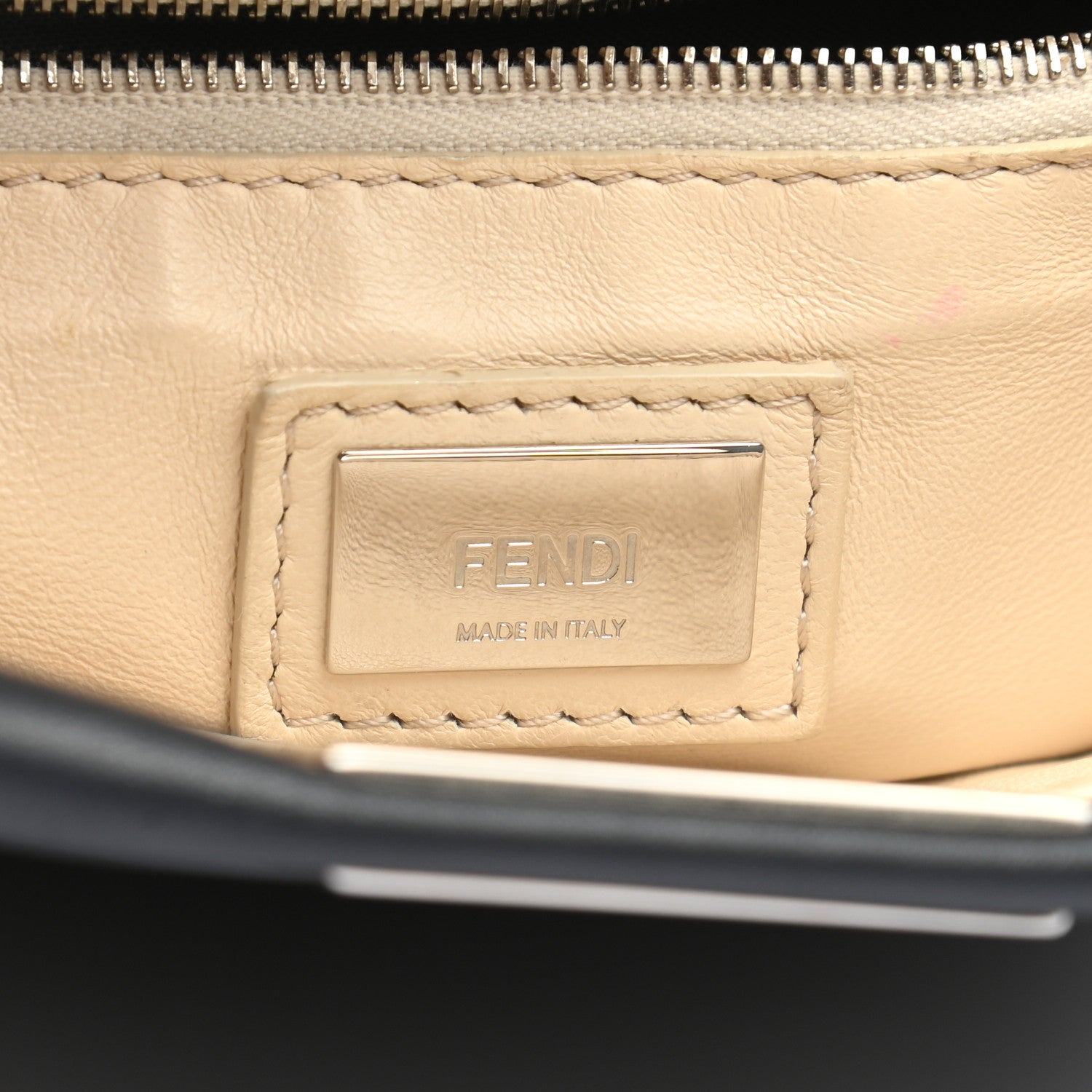 Fendi Vitello Seta Nappa Ribbon Mini Peekaboo Iconic Satchel Blue Notte Camelia 7 of 13