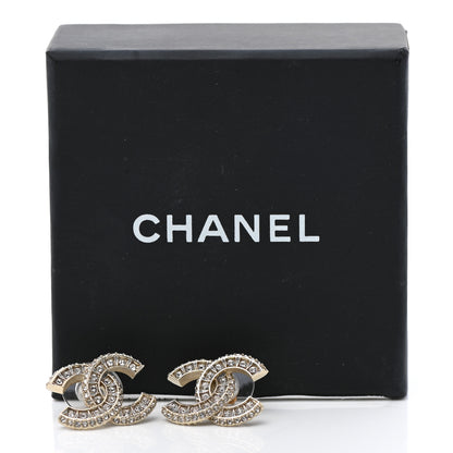 Chanel Crystal Timeless CC Earrings Light Gold 5 of 5