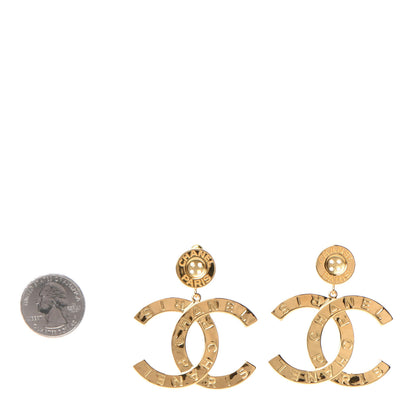 Chanel Metal Large Paris Button Earrings Gold 2 of 4