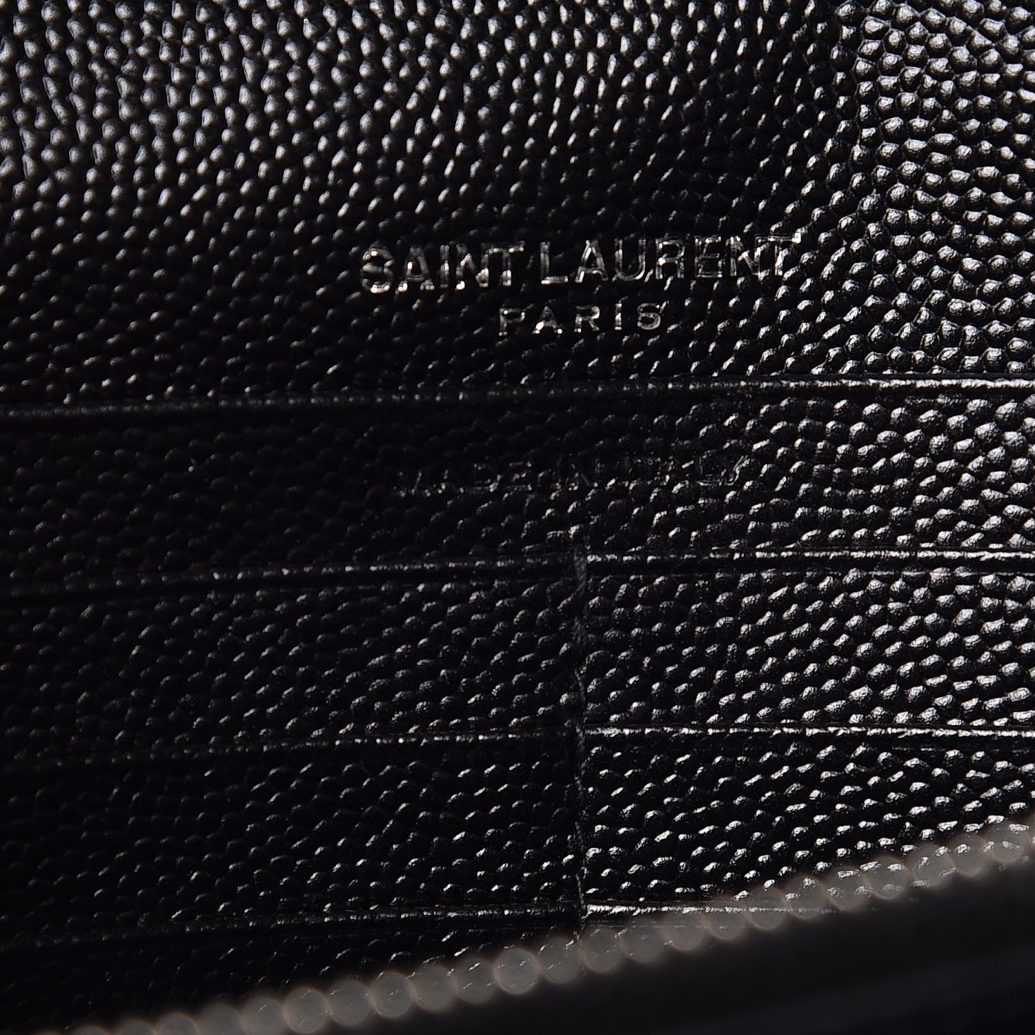 Saint Laurent Grain De Poudre Matelasse Chevron Monogram Chain Wallet Black 6 of 7