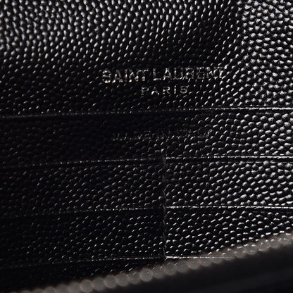 Saint Laurent Grain De Poudre Matelasse Chevron Monogram Chain Wallet Black 6 of 7
