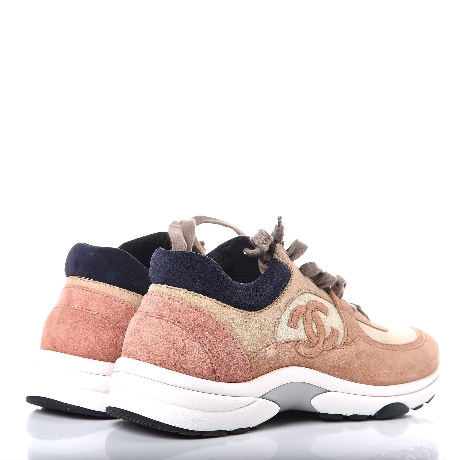 Chanel Suede Calfskin CC Sneakers 36 Beige Pink 4 of 9