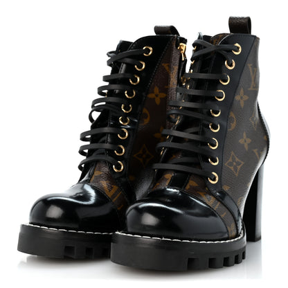 Louis Vuitton Patent Calfskin Monogram Star Trail Ankle Boots 35 Black 4 of 10