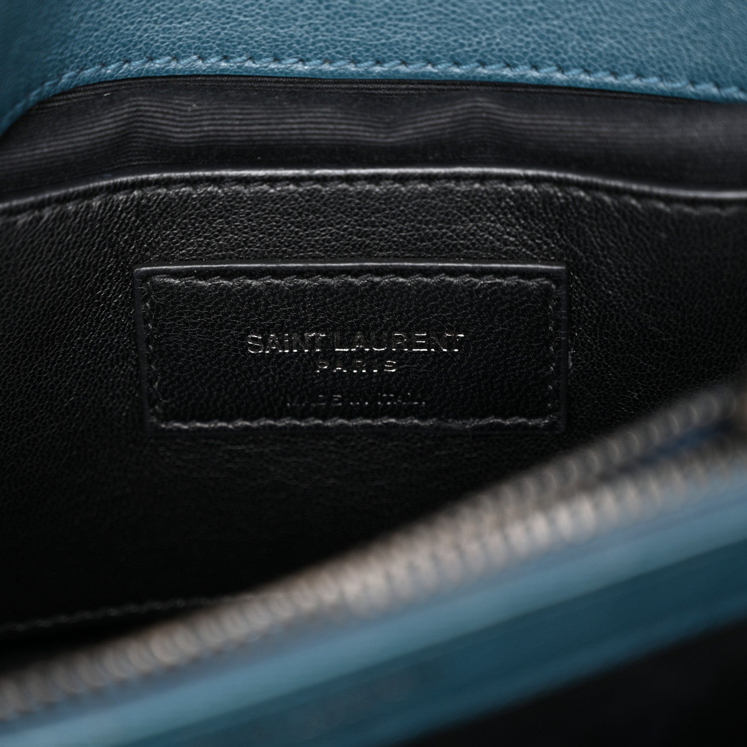 Saint Laurent Sheepskin Matelasse Chevron Monogram Medium College Bag Petrol Green 6 of 14