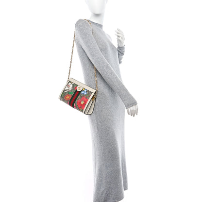 Gucci GG Supreme Monogram Flora Web Small Ophidia Chain Shoulder Bag White 2 of 12