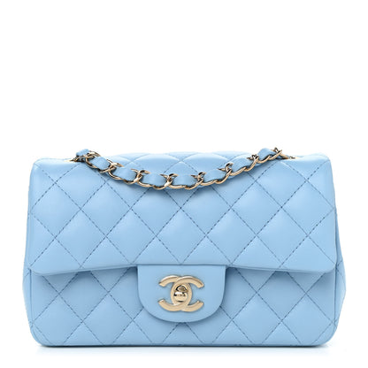 Chanel Lambskin Quilted Mini Rectangular Flap Light Blue 1 of 10