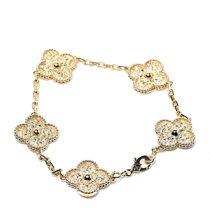 Van Cleef & Arpels 18K Yellow Gold 5 Motifs Vintage Alhambra Bracelet 3 of 6