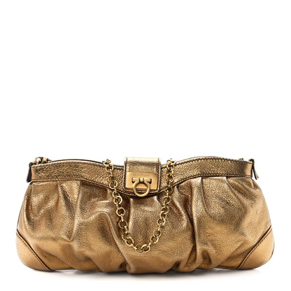 Salvatore Ferragamo Calfskin Chain Clutch Gold 1 of 11
