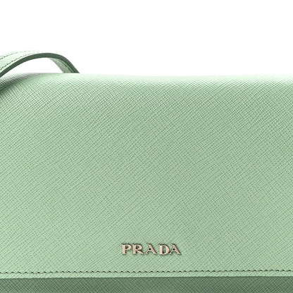 Prada Saffiano Lux Metal Flap Wallet Acquamarina 8 of 10