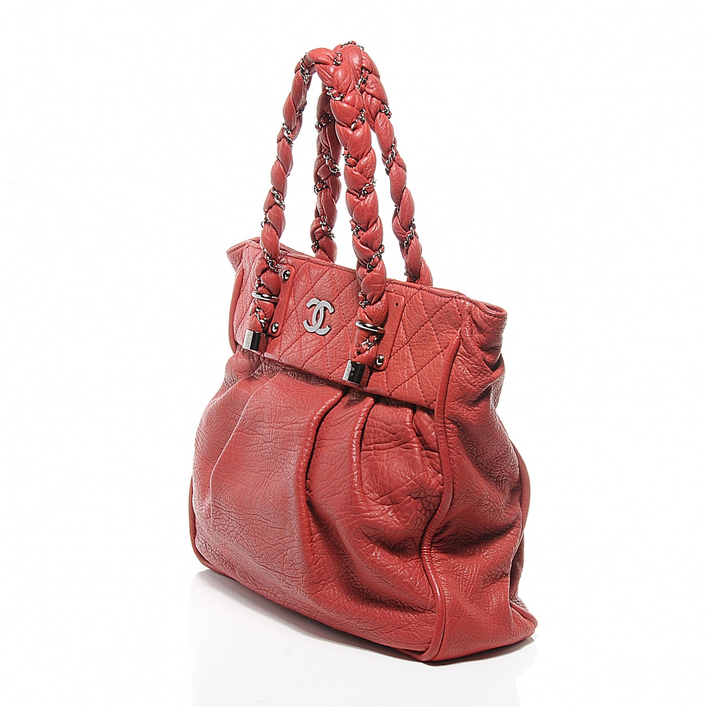 Leather Lady Braid Tote Red