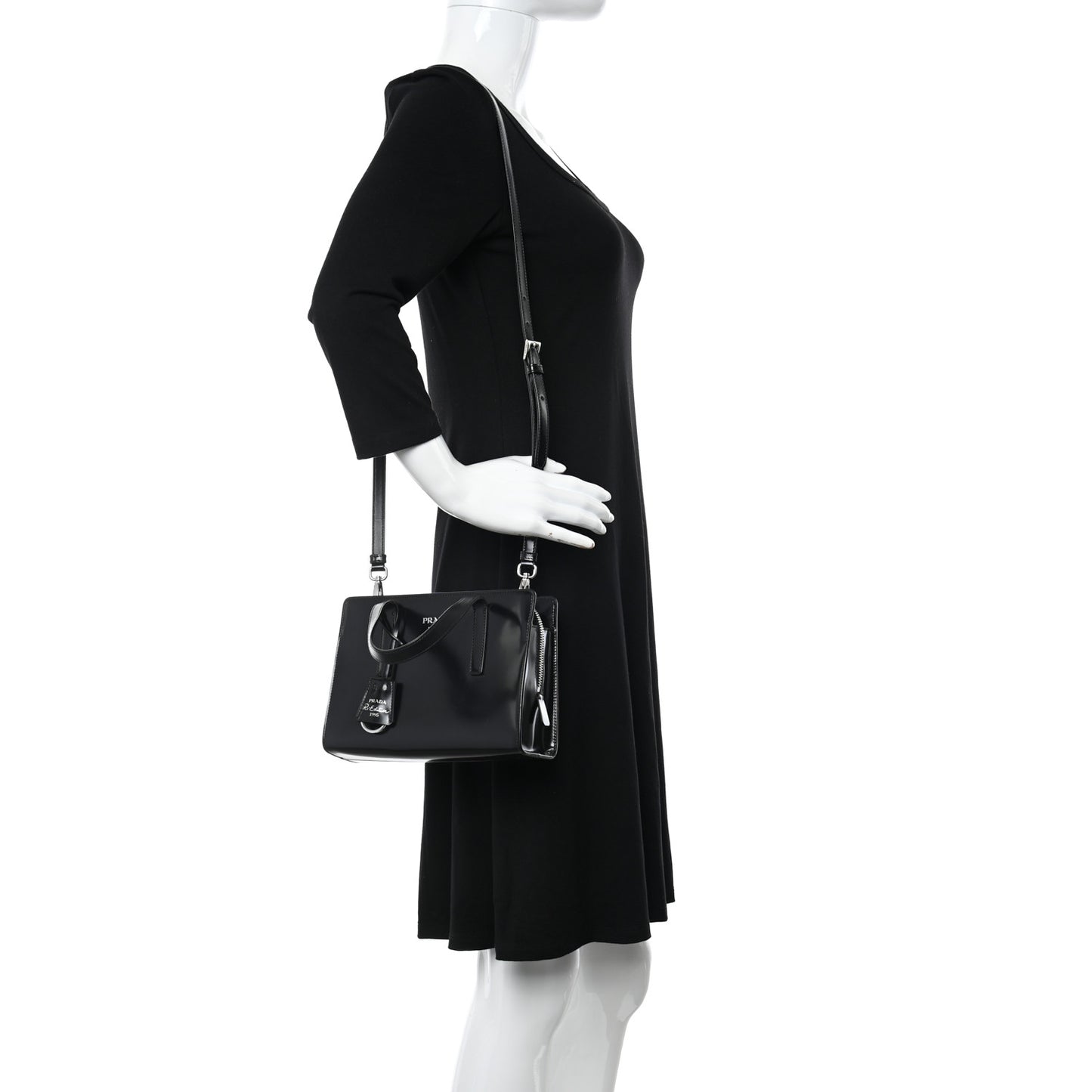 Spazzolato Mini Re-Edition 1995 Double Handle Handbag Black