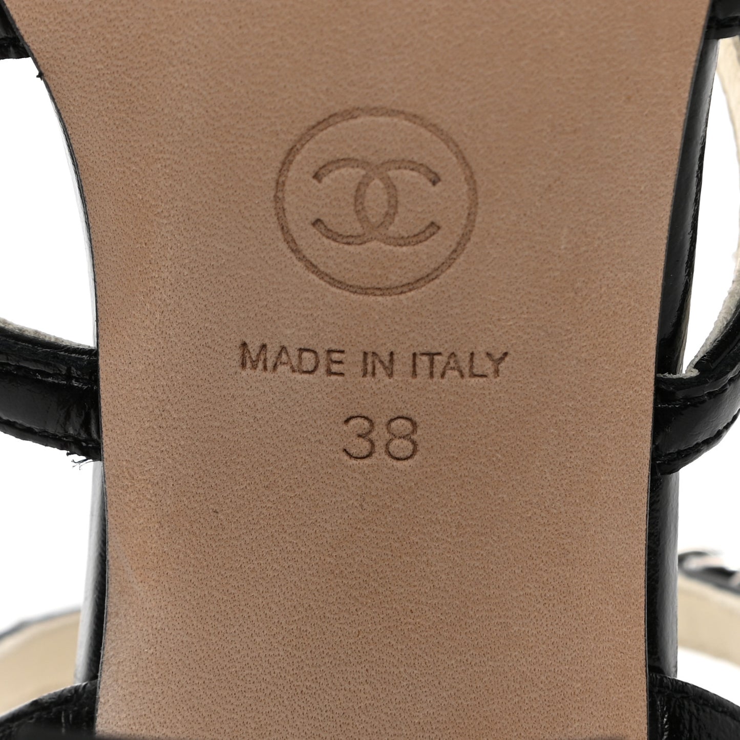 Calfskin Chain Sandals 38 Black