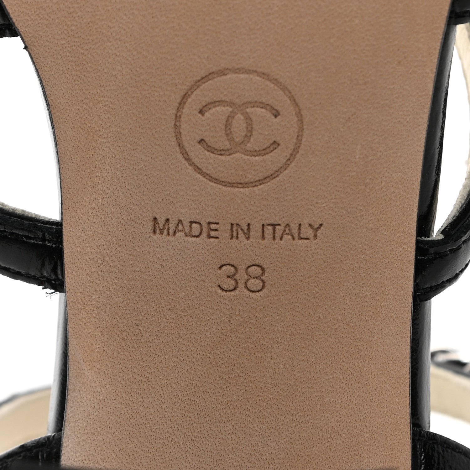 Chanel Calfskin Chain Sandals 38 Black 6 of 12