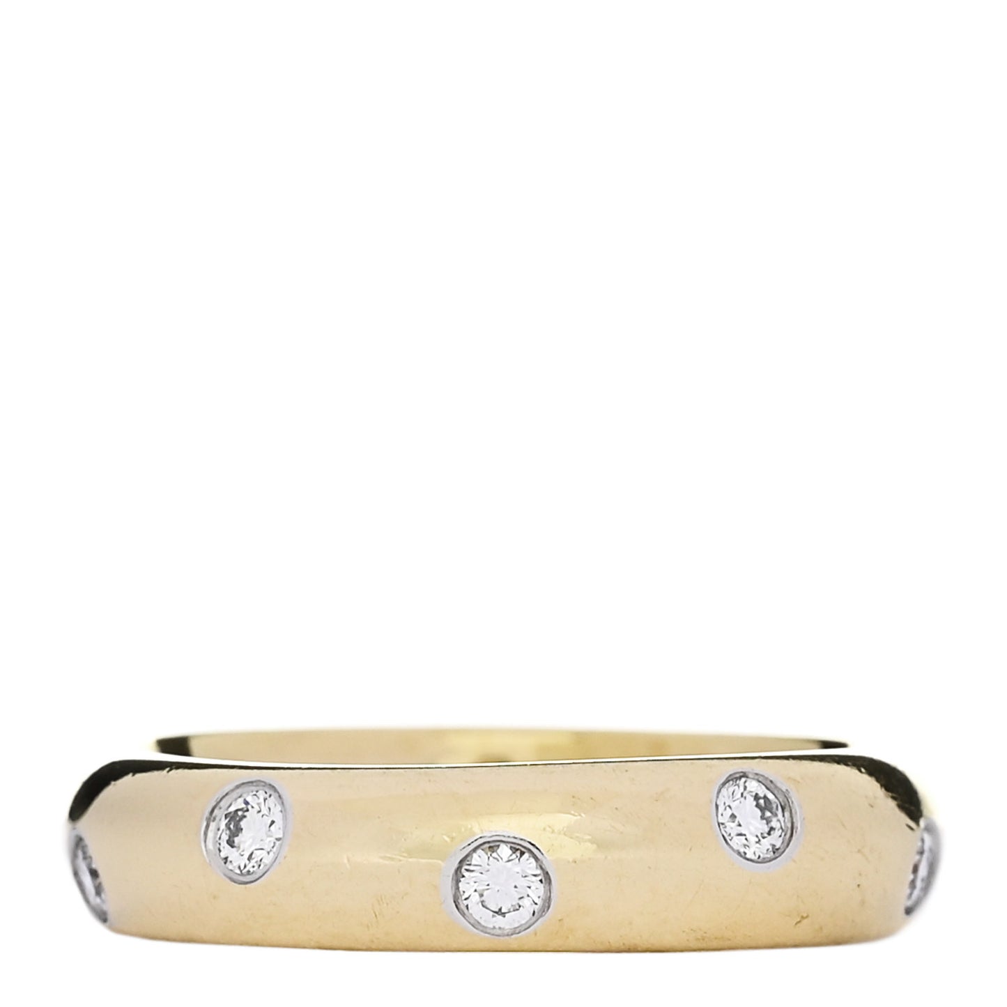 18K Yellow Gold Platinum Diamond 4mm Etoile Band Ring 48 4.5