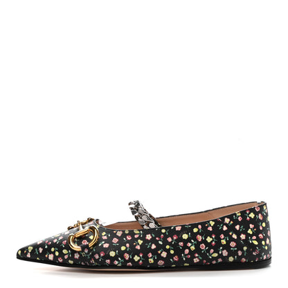 Gucci X LIBERTY OF LONDON Nappa Infinity Holly Deva Horsebit Chain Embellished Flats 37 Black Peach 1 of 9
