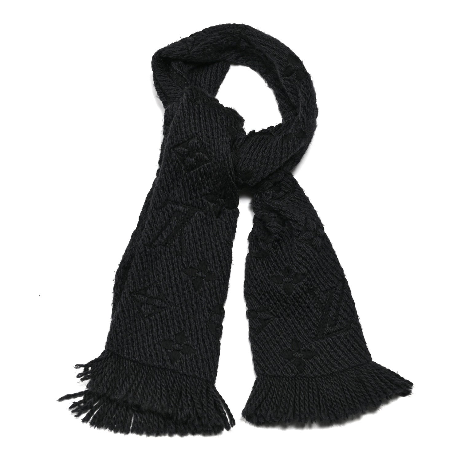 Louis Vuitton Wool Silk Logomania Scarf Charcoal Grey 1 of 3