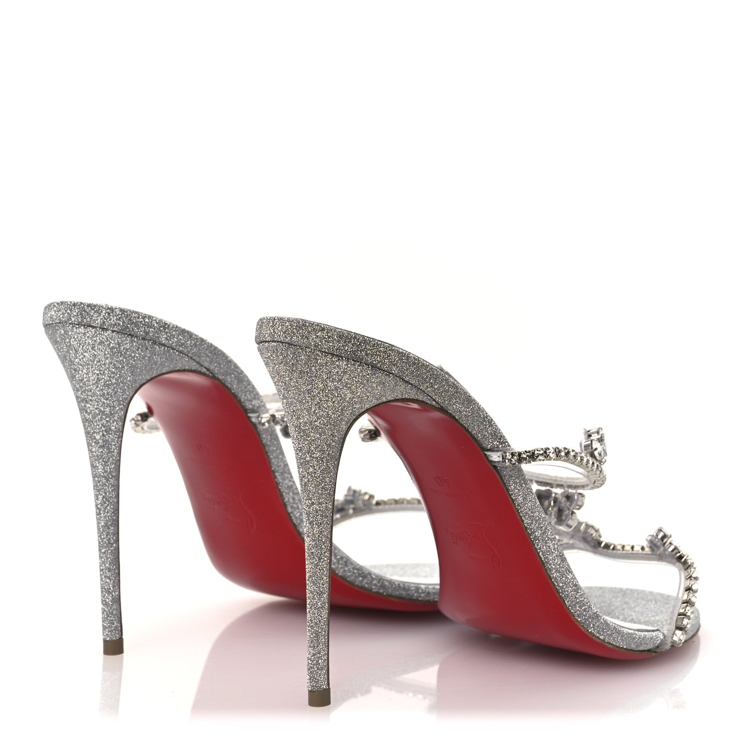 Christian Louboutin PVC Crystal Just Queen 100 Sandals 40 Silver 5 of 11