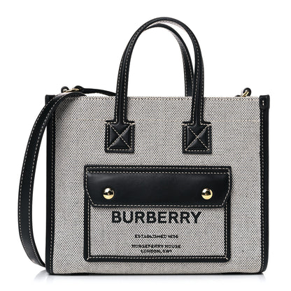 Burberry Canvas Smooth Calfskin Mini Two Tone Freya Tote Black 1 of 10