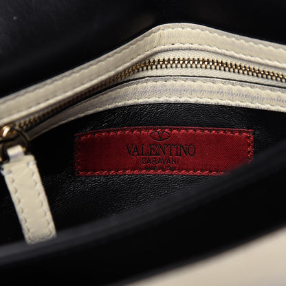 Valentino Garavani Nappa Rockstud Wristlet Clutch Black Light Ivory 8 of 9