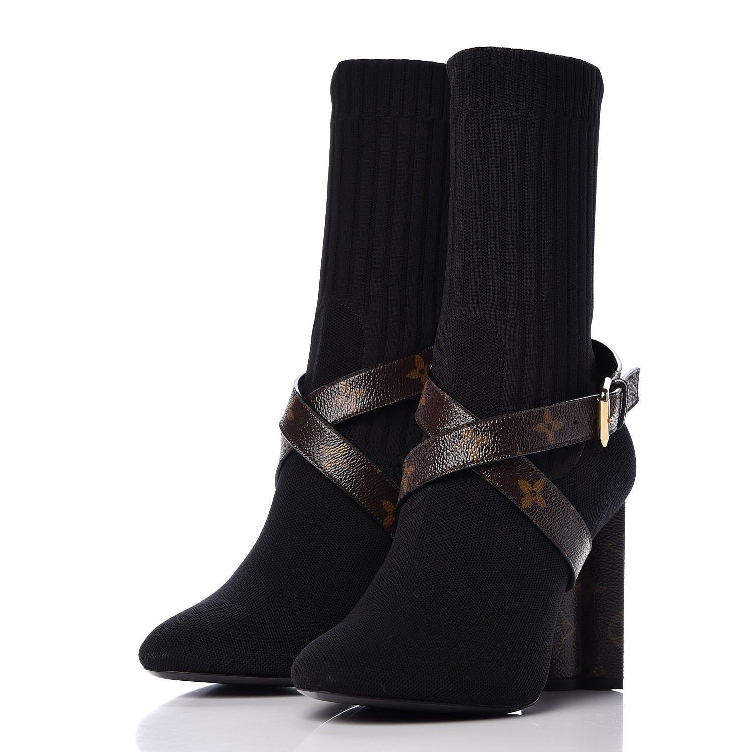 Louis Vuitton Monogram Stretch Fabric Silhouette Ankle Boots 40 Black 6 of 12