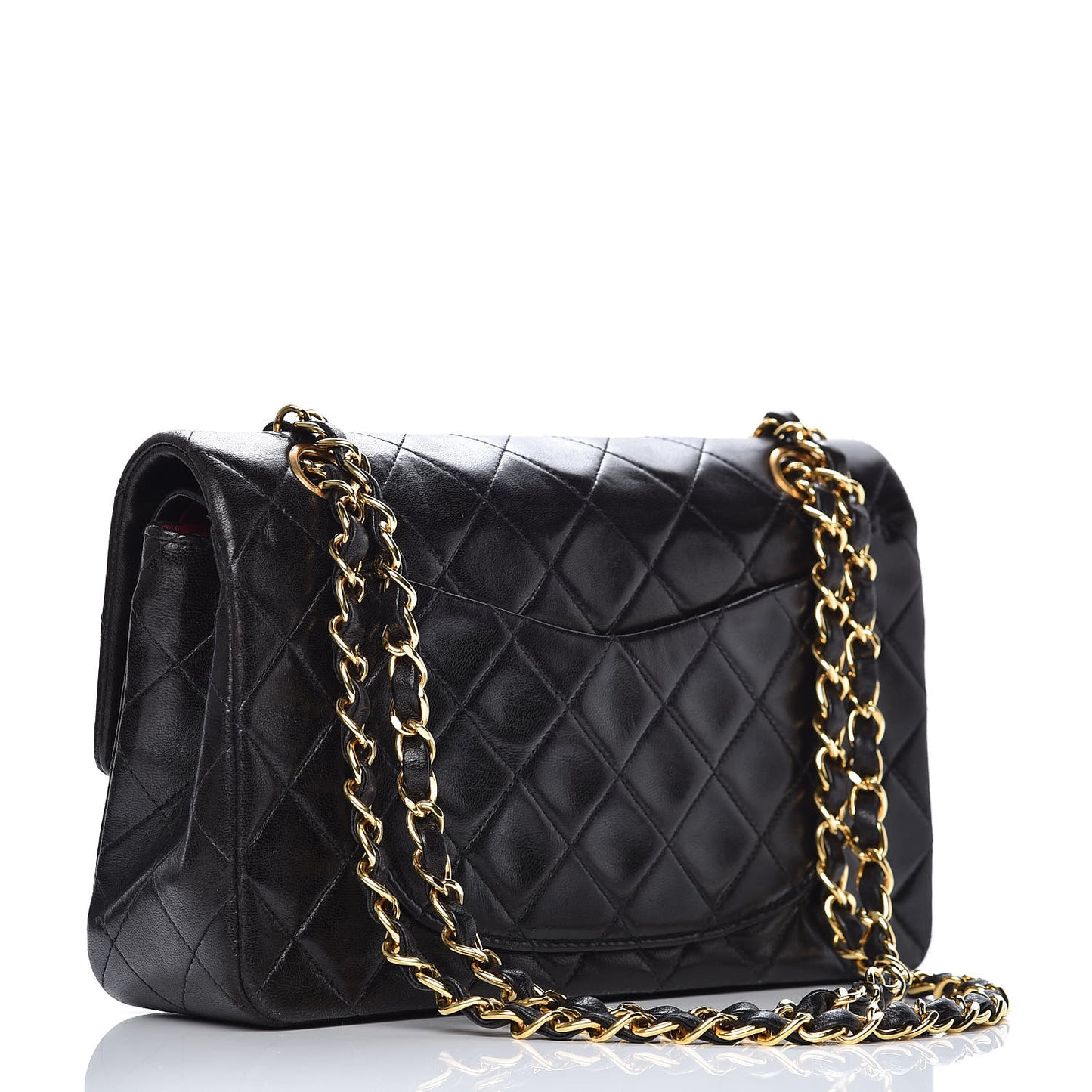 Lambskin Quilted Small Double Flap Black