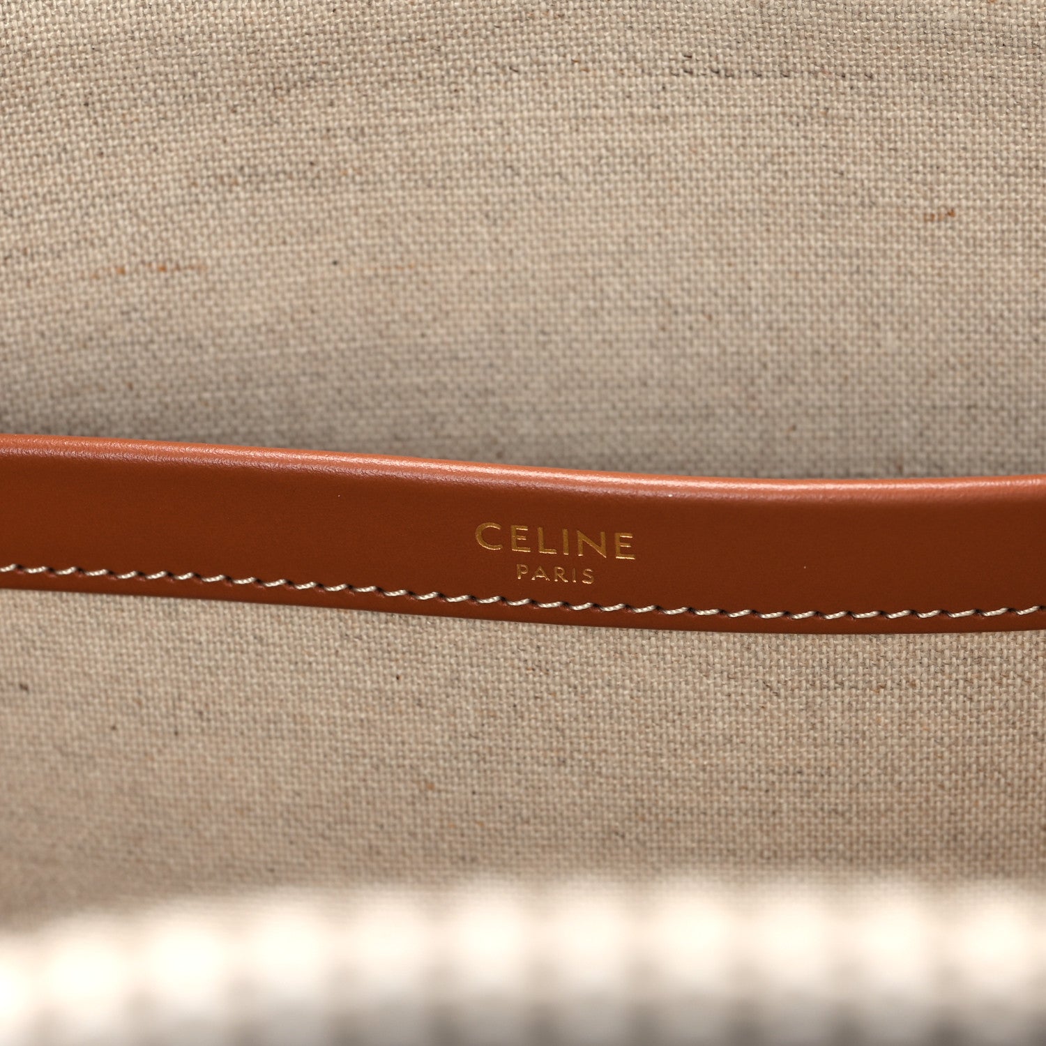Celine Canvas Calfskin Striped Triomphe Large Cabas Beige 6 of 12