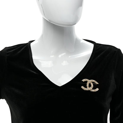 Chanel Crystal Twisted CC Brooch Light Gold 2 of 5
