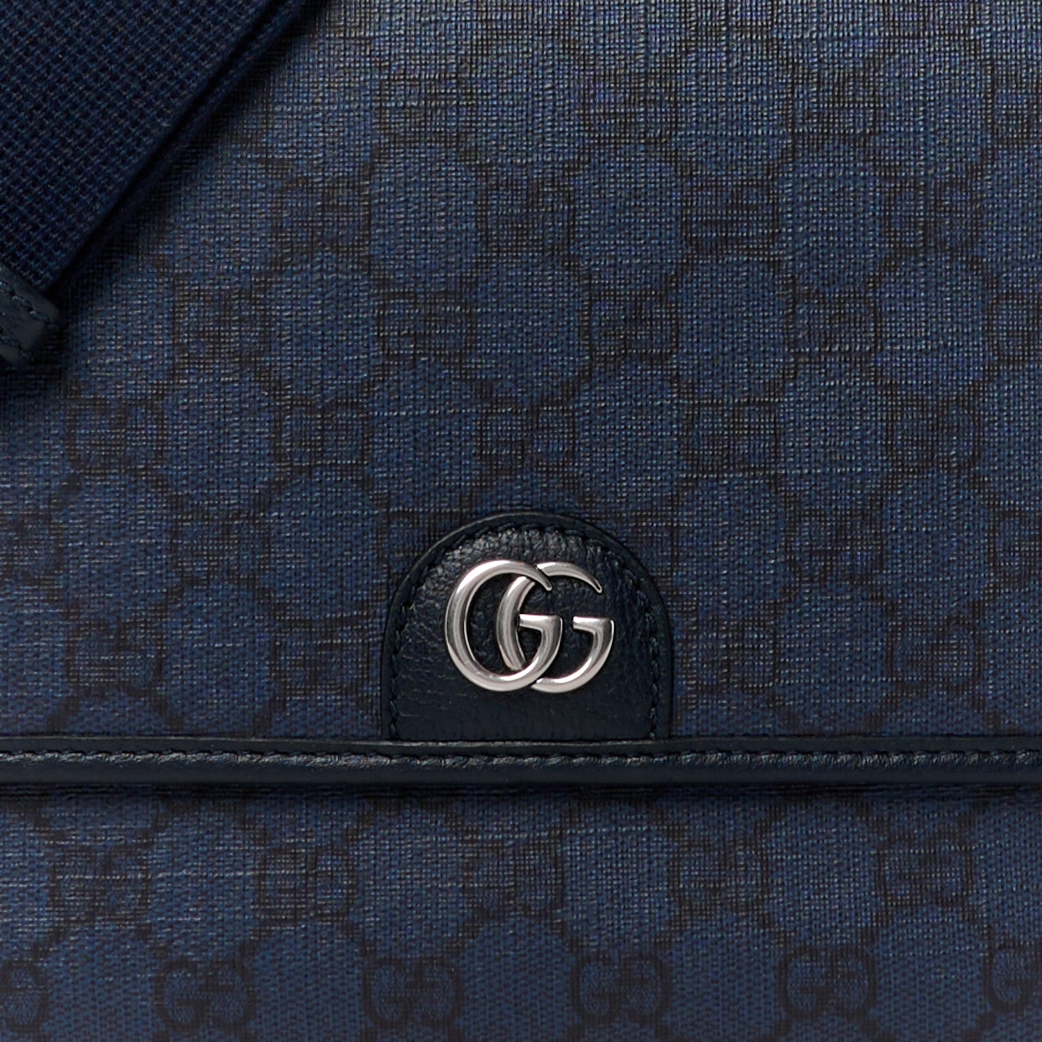 Gucci Tender GG Supreme Monogram Textured Dollar Calfskin Ophidia Messenger Bag Dark Blue 8 of 10