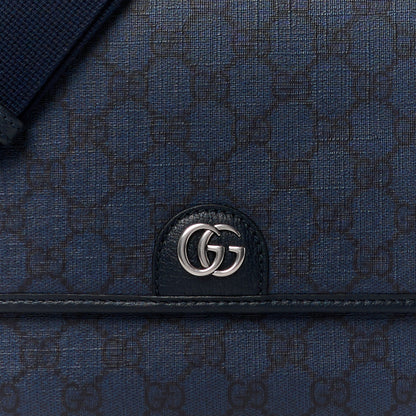 Gucci Tender GG Supreme Monogram Textured Dollar Calfskin Ophidia Messenger Bag Dark Blue 8 of 10