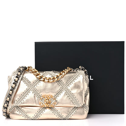 Chanel Metallic Calfskin Crochet Medium Chanel 19 Flap Gold 11 of 11