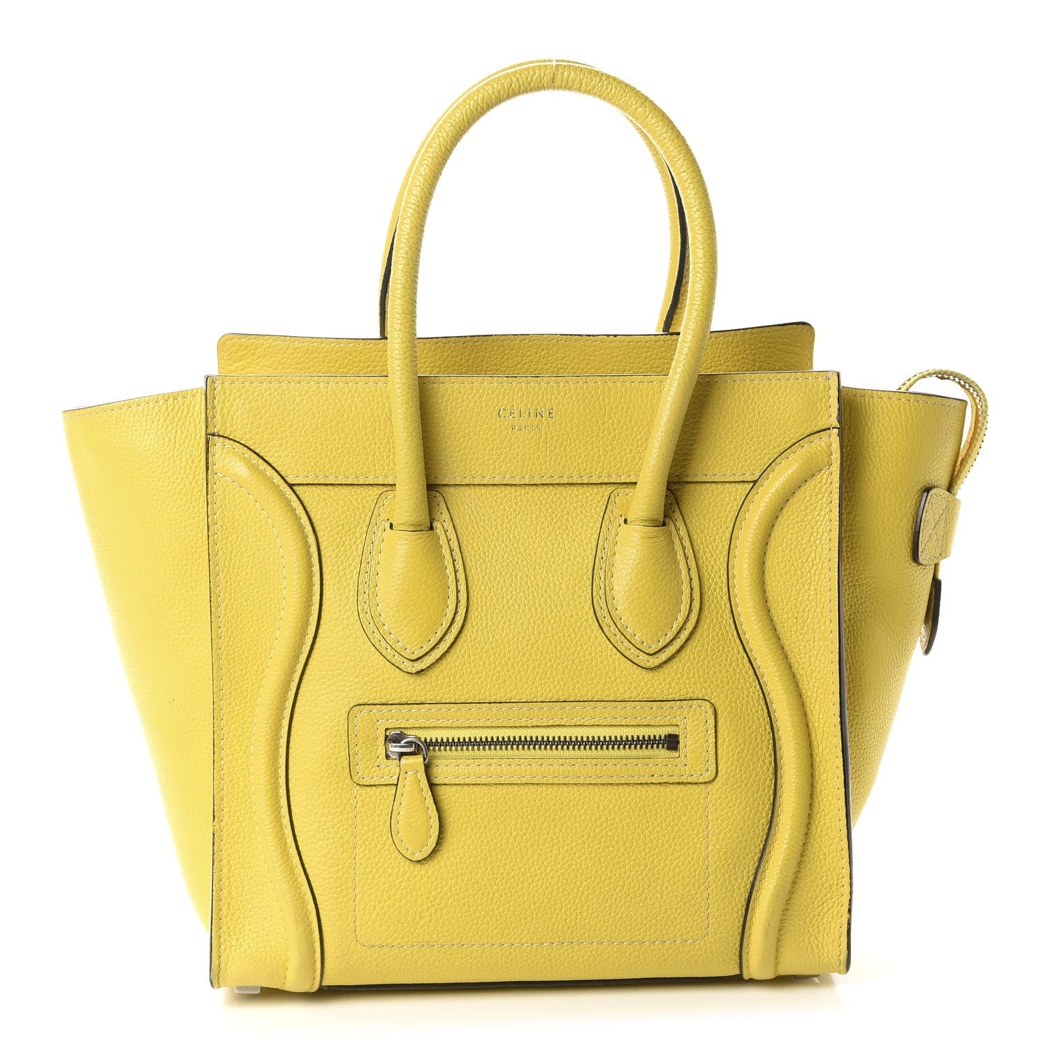 Celine Drummed Calfskin Micro Luggage Citron 1 of 14