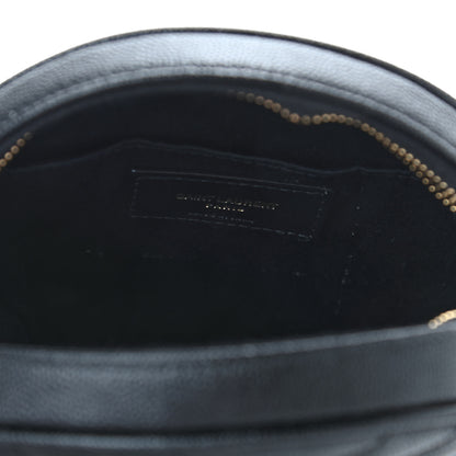 Saint Laurent Grain De Poudre Matelasse Chevron Quilted Round Vinyle Camera Bag Black 4 of 4