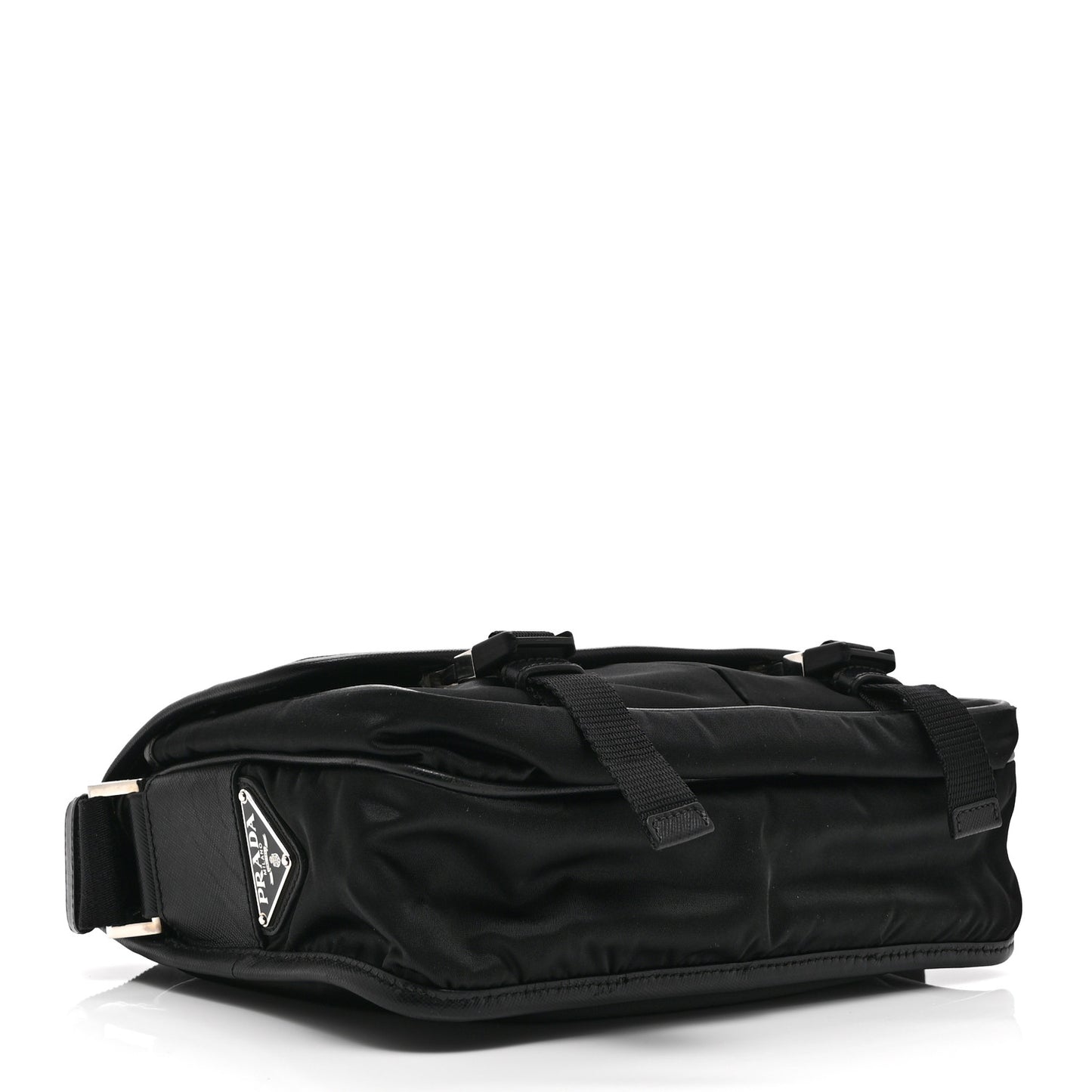 Tessuto Nylon Saffiano Logo Messenger Bag Black