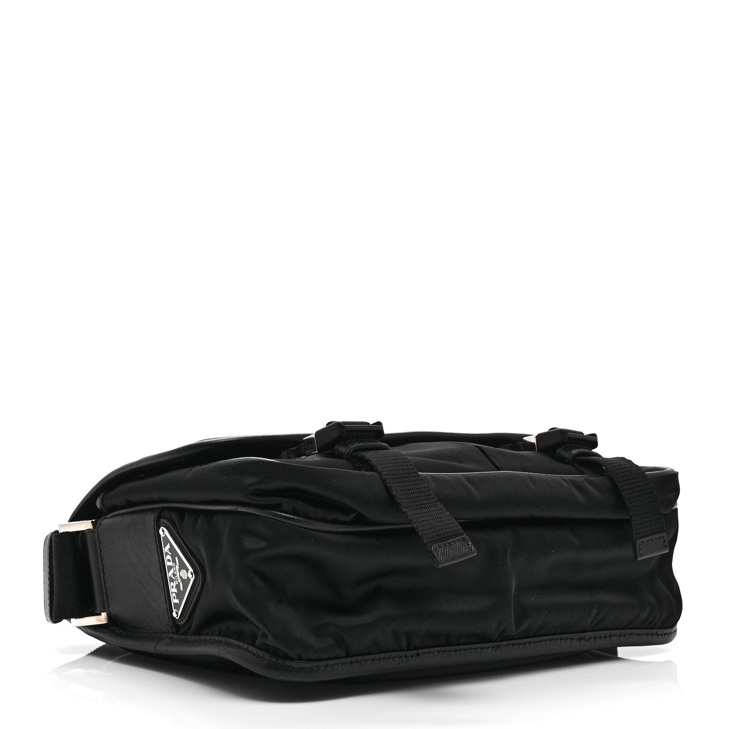 Prada Tessuto Nylon Saffiano Logo Messenger Bag Black 4 of 10
