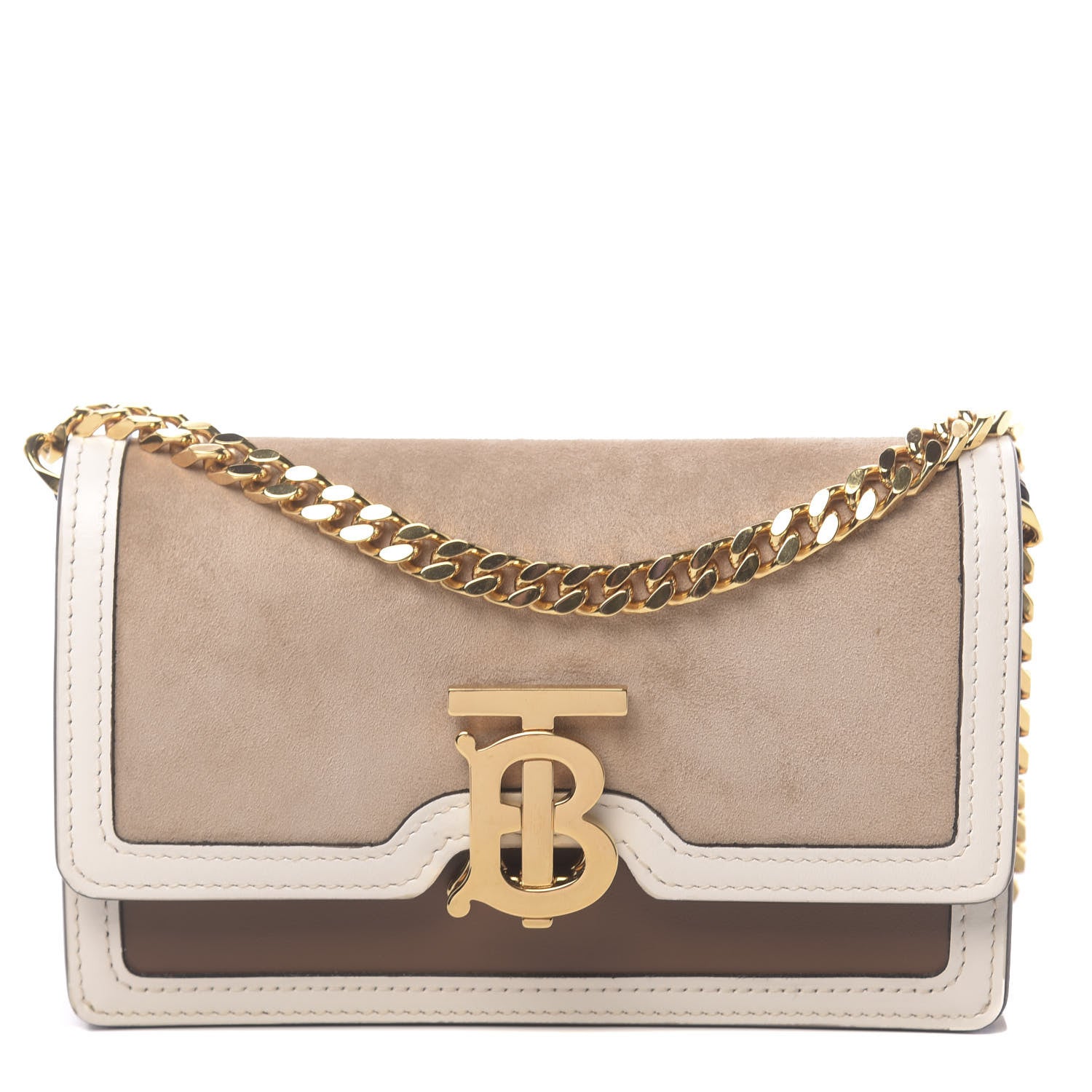 Burberry Suede Calfskin Large Jessie Chain TB Bag Biscuit 1 of 9